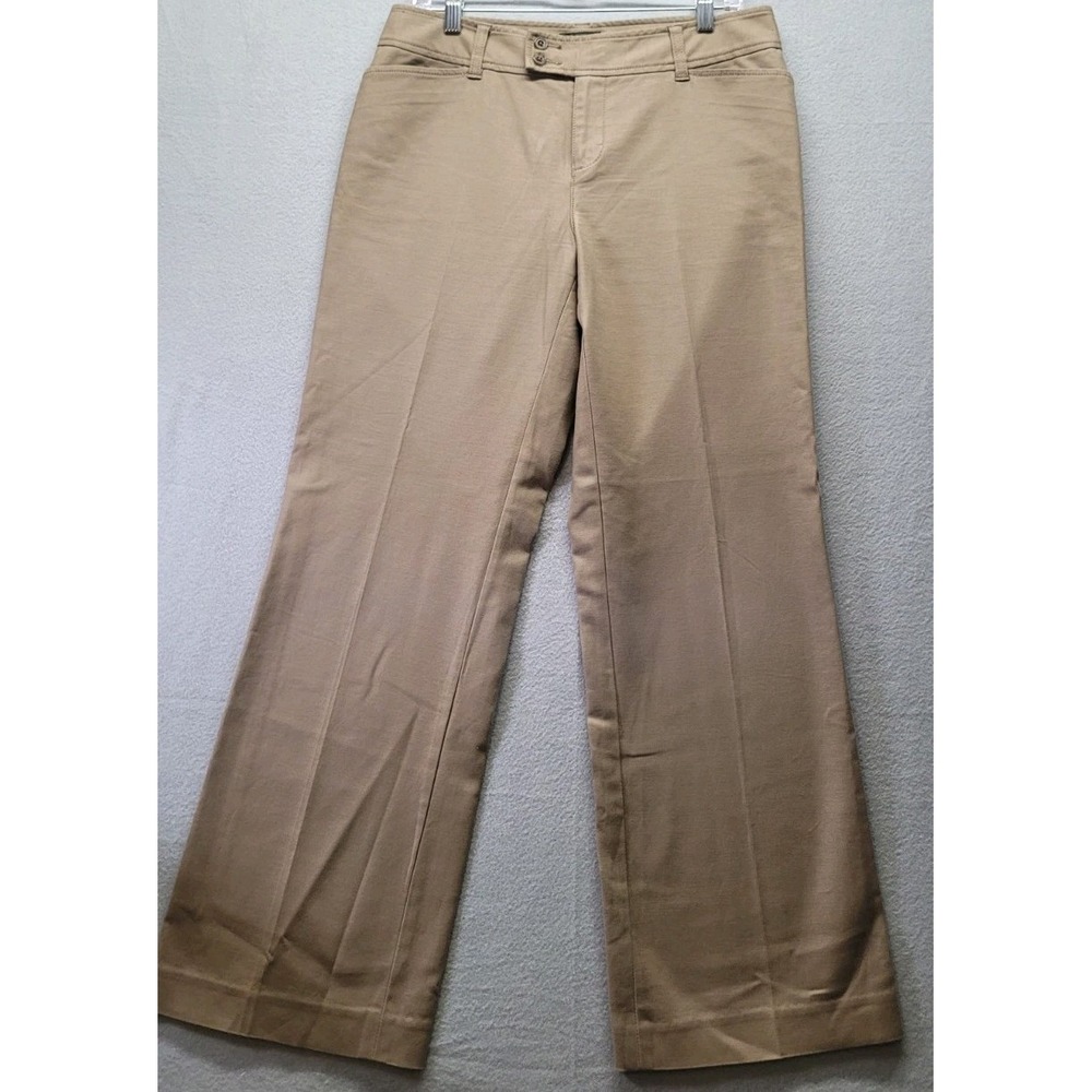 Eddie Bauer Vashon Fit Pants‎ Women Sz 10 Beige Straight Wide Leg Pockets Career